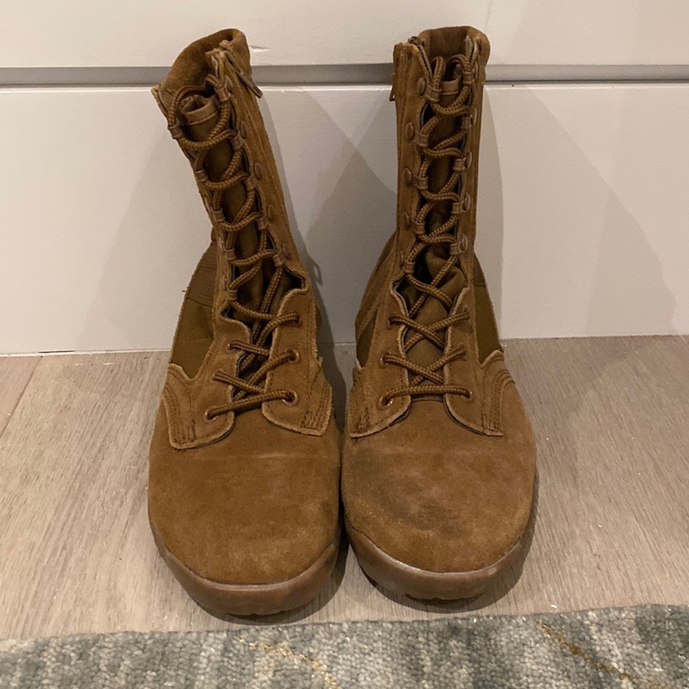 Tan combat boots